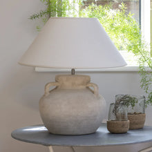 Load image into Gallery viewer, Amphora stoneware lamp with cream shade