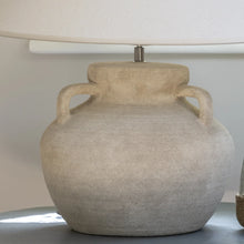 Load image into Gallery viewer, Amphora stoneware lamp with cream shade