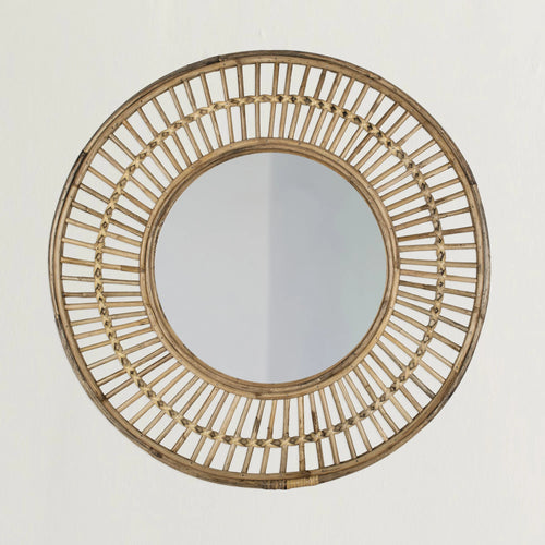 cane round mirror