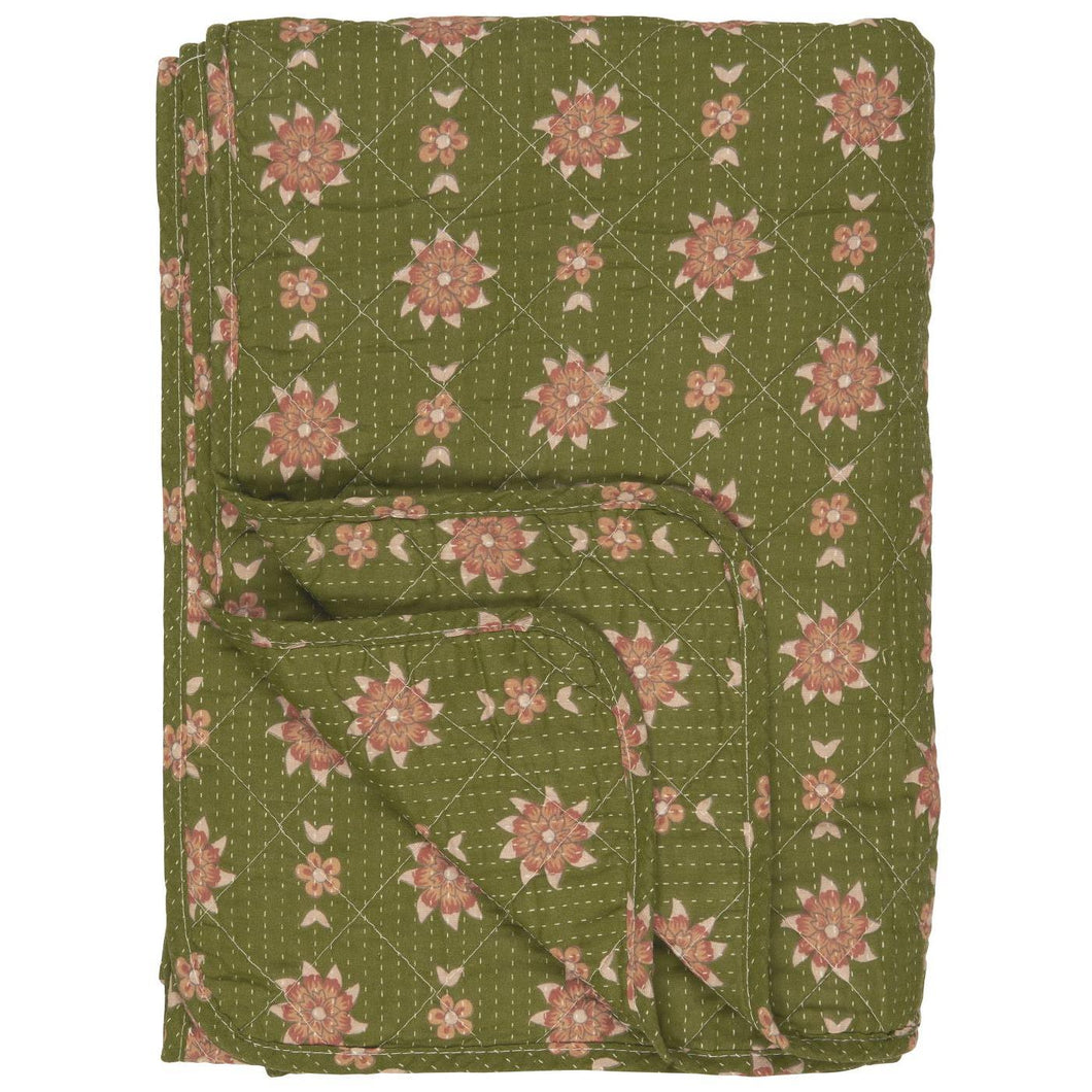 Green Floral Cotton Quilt