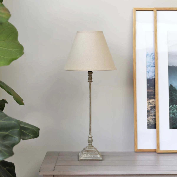 Thin stem beige lamp