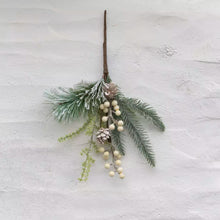 Load image into Gallery viewer, White Berry &amp; Fir cone Sprig

