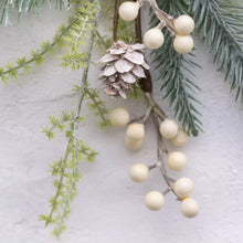 Load image into Gallery viewer, White Berry &amp; Fir cone Sprig
