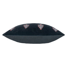 Load image into Gallery viewer, Navy Velvet Embroidered Cushion
