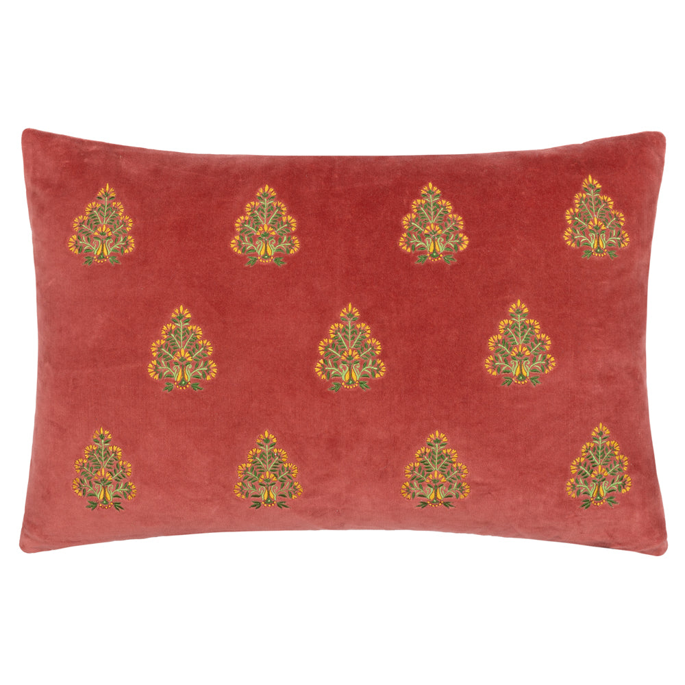 Red Velvet Embroidered Cushion