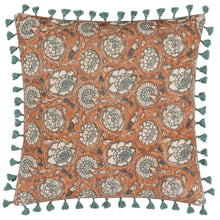 Load image into Gallery viewer, Rust Floral Printed Velvet cushion
