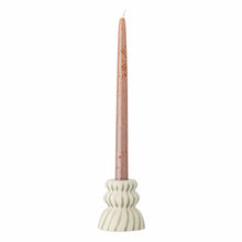 Load image into Gallery viewer, Green Stripe Stoneware Candle Holder
