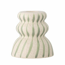 Load image into Gallery viewer, Green Stripe Stoneware Candle Holder
