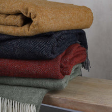 Load image into Gallery viewer, Navy &amp; Grey Pure Wool Throw
