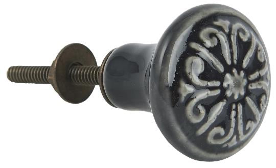 Dark Grey Ceramic Knob