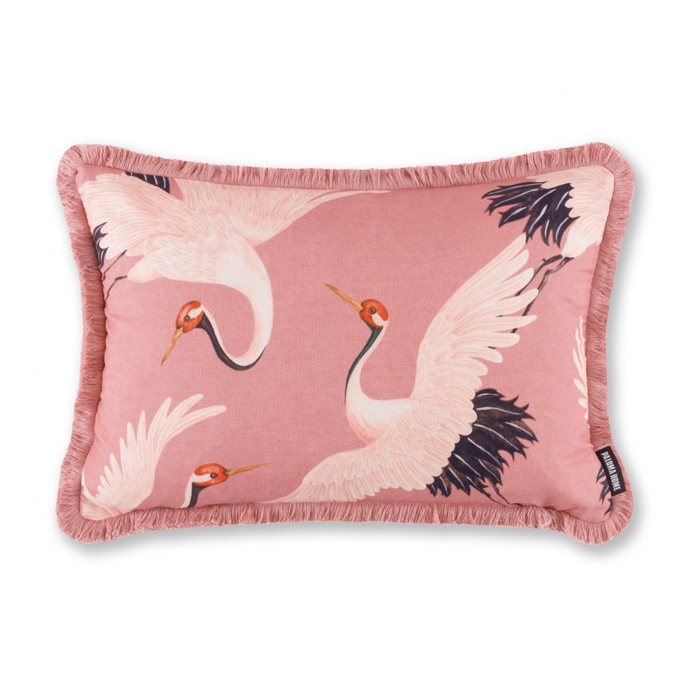 Pink Oriental Bird Cushion
