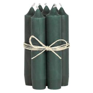 Set of 6 Moss Green Short Dinner Candles